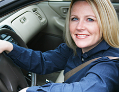 Woman commuting in traffic